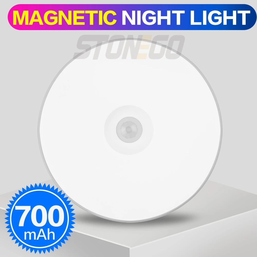 Motion Sensor Light Magnetic Designed, LED Night Lights Built-in Battery 700mAh Rechargeable 60 Lumens 0.6W Removable Wall Light