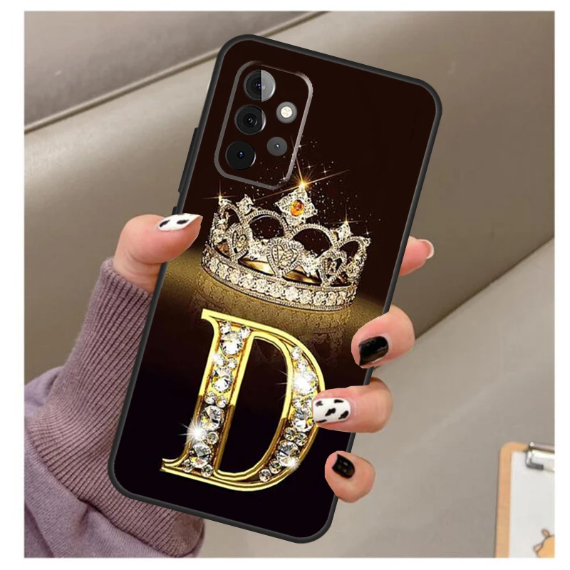 Letter Monogram Gold Marble For Samsung Galaxy A53 A33 A23 A13 A14 A24 A34 A54 A52 A32 A22 A12 A51 A71 A25 A15 Case