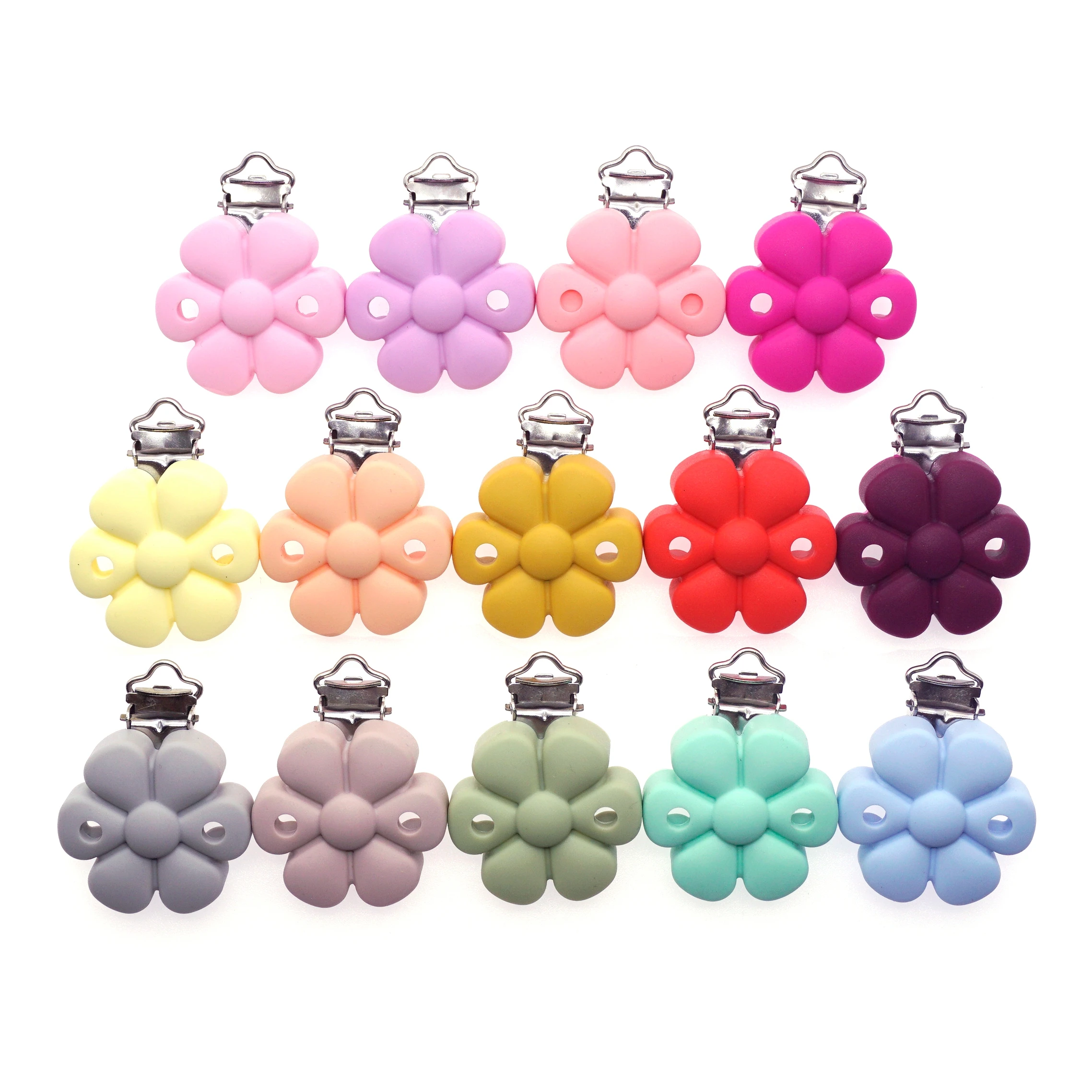 10 個カラフルな花の形のシリコーンおしゃぶりクリップおしゃぶりおもちゃ看護赤ちゃん DIY おしゃぶりダミーホルダーチェーン幼児用