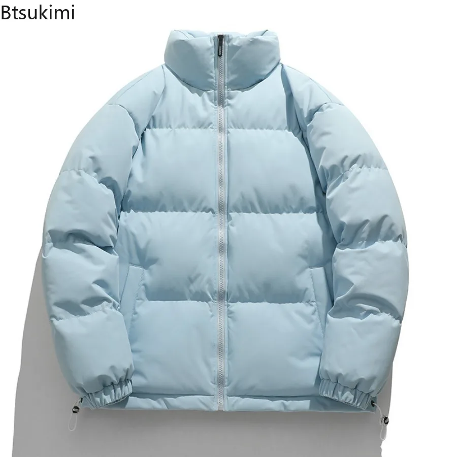 Couple's Winter Thick Cotton Jacket Casual Simple Loose Stand Up Collar Parkas High Street Trendy Cotton Jacket Coats for Unisex