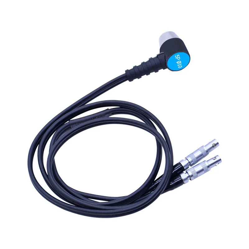 5MHz 10mm Ultrasonic Transducer Probe Straight Contact Normal Probe with Dual Push Pull Cable for NDT Flaw Detector GM100/GM130