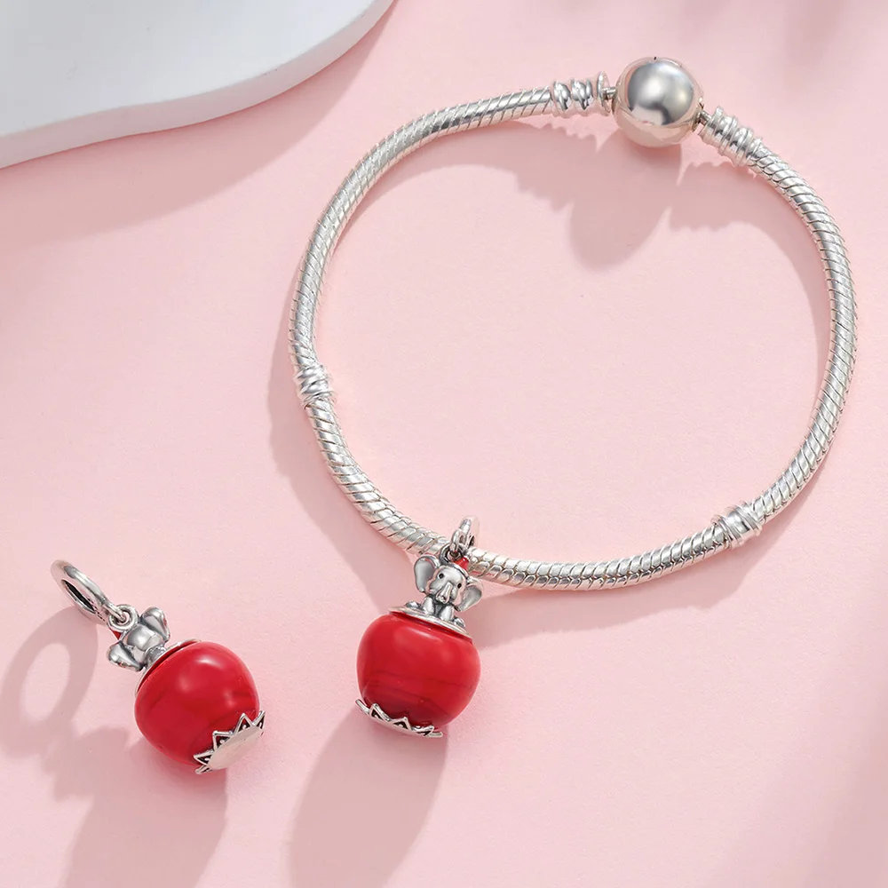 New 925 Sterling Silver Charms Circus Little Elephant Glass Pendant Beads Fit Bracelet Women's DIY Jewelry Love Daily Hot Gifts