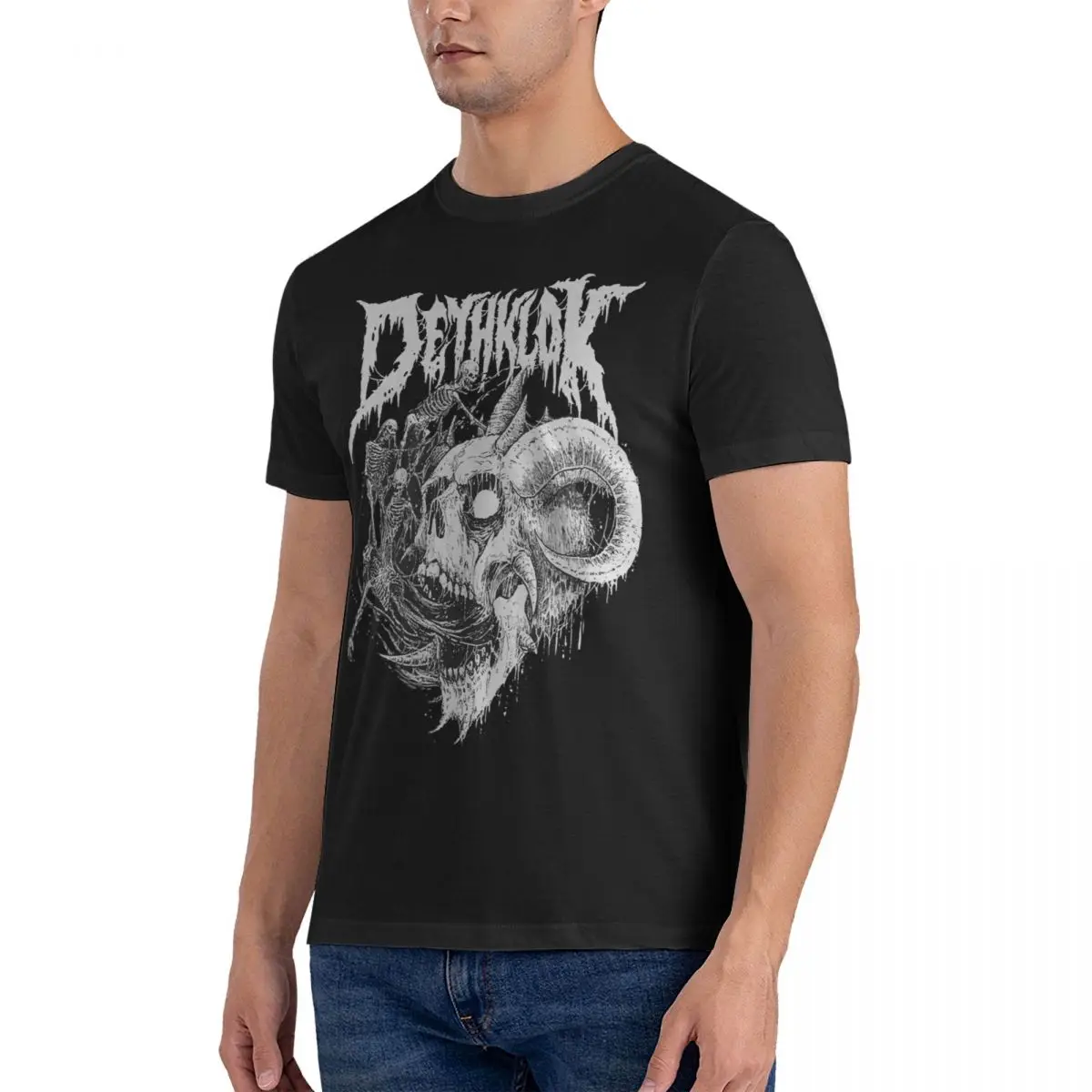 Skull Head T-Shirts Men Dethklok Awesome Cotton Tees Round Collar Short Sleeve T Shirts Original Clothes