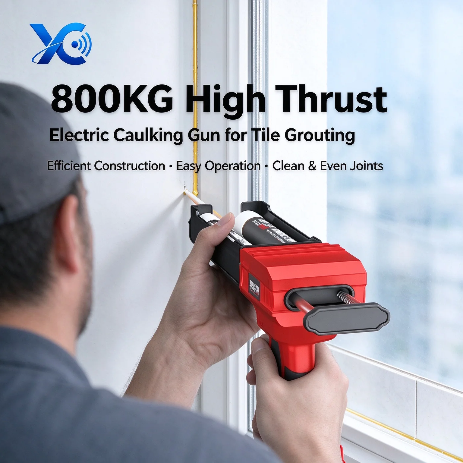 Cordless Electric Caulking Gun Dual Tube Tile Grout Sealant Gun Adjustable Speed Automatic Caulk Dispenser for Tile Grouting Fil