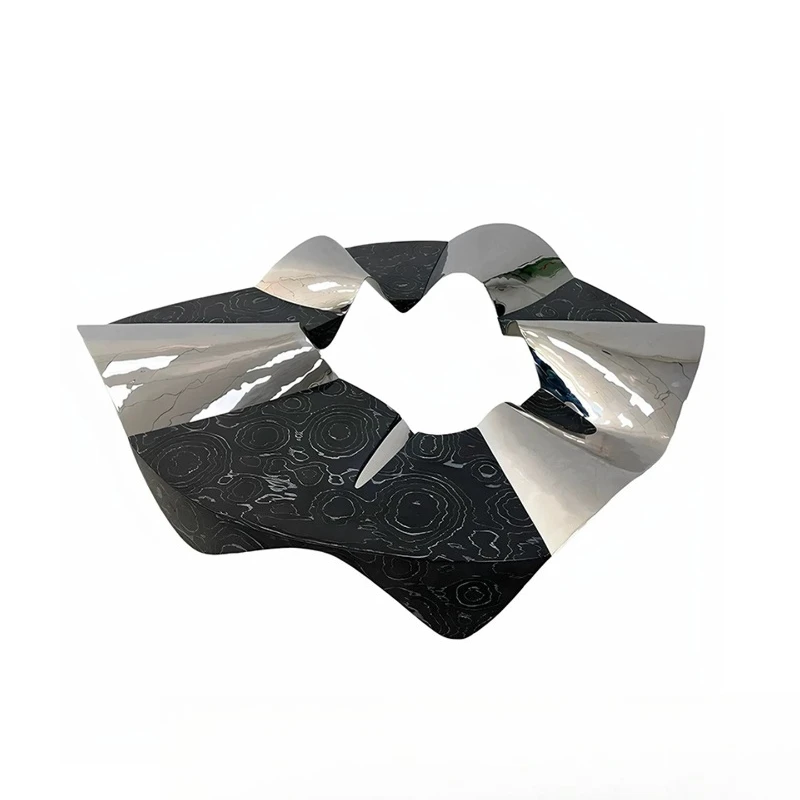 Light luxury stainless steel special-shaped coffee table living room home art wavy solid wood coffee table