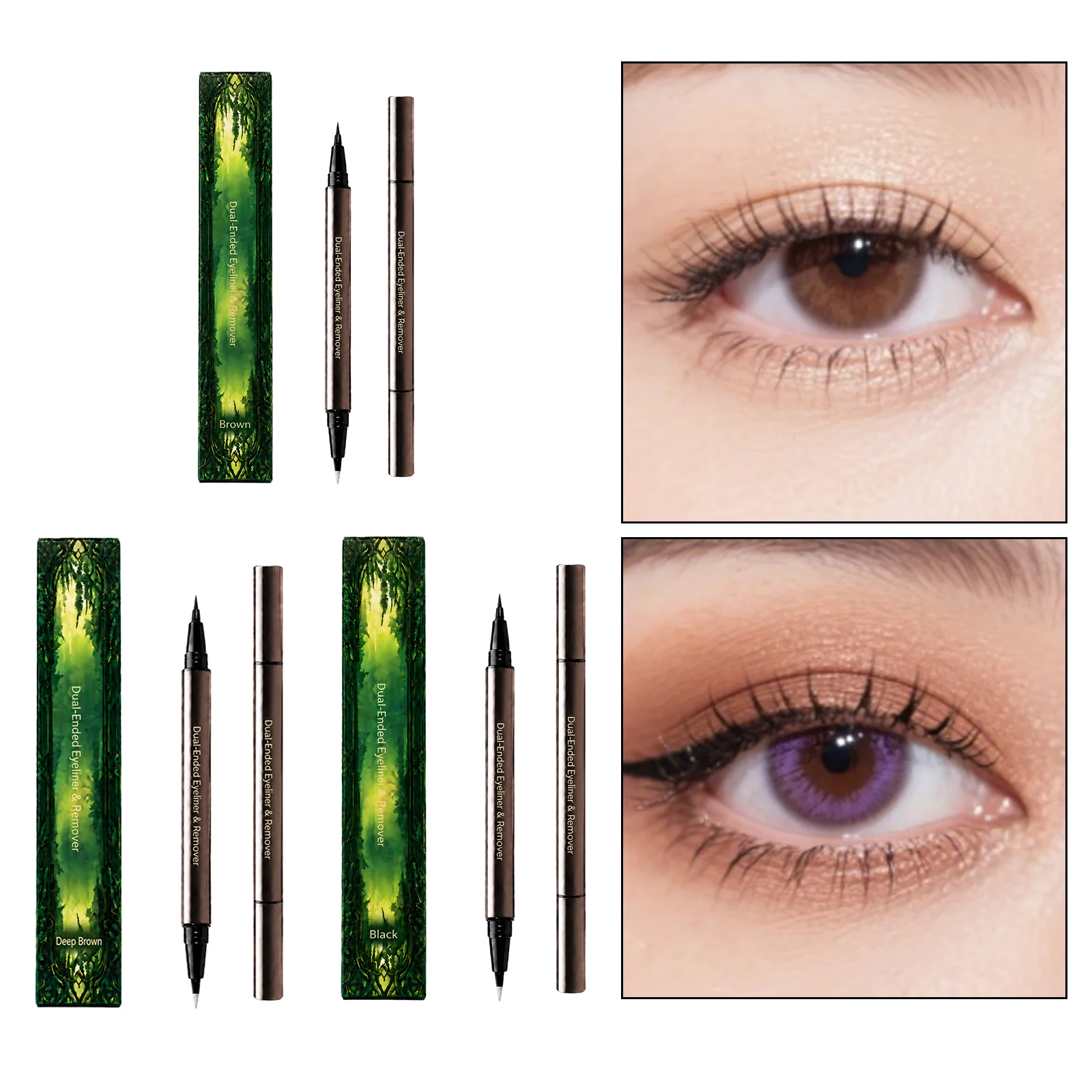 2 in 1 Eyeliner Pen Waterproof Long Lasting Makeup Remover Correction Dual Ended Fine Tip Quick Dry Smudge Proof Eye Makeup