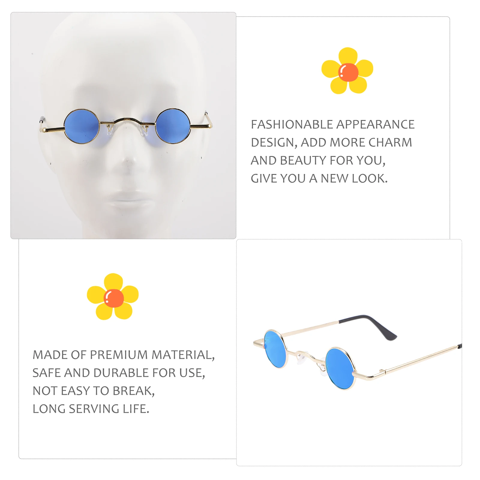 

Retro Personality Sunglasses Round Blue Scratch Resistant Circular Hip Hop Women UV400 Polarized Glasses For Party Wedding Beach