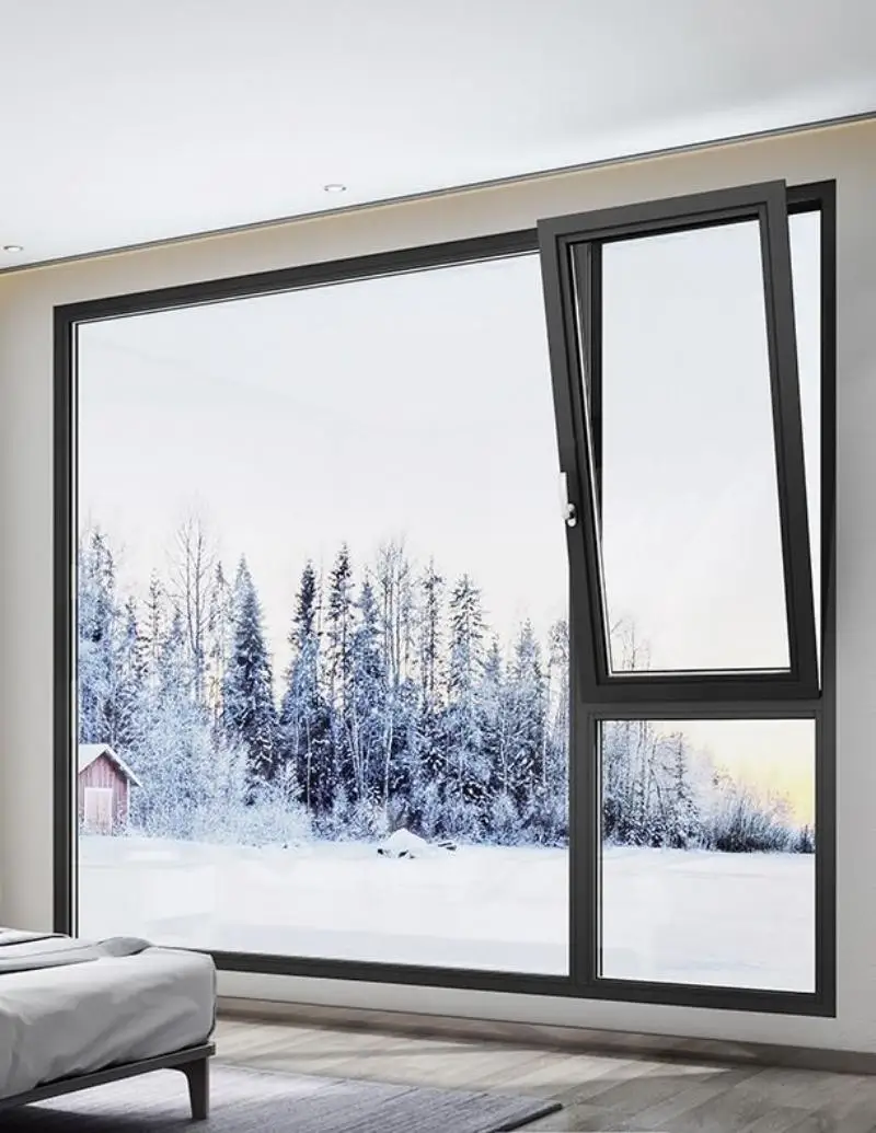 

Casement Aluminum Window with Double Glazing Tempered Glass French Window for Home Villa Office Custom Color Size Awning Windows