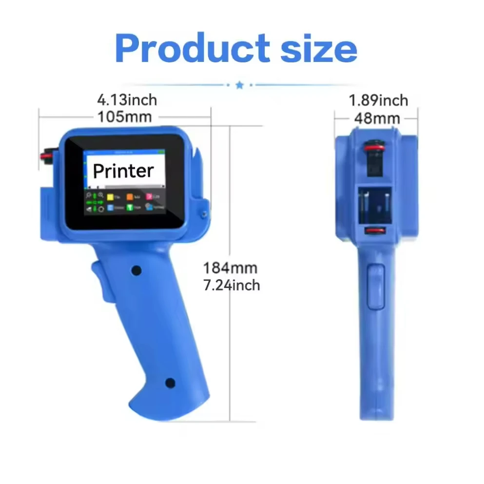 Mini Handheld Inkjet Printer Full Touch Screen 600dpi High Resolution Multi-Color Portable for Food Coding Paper Plastic