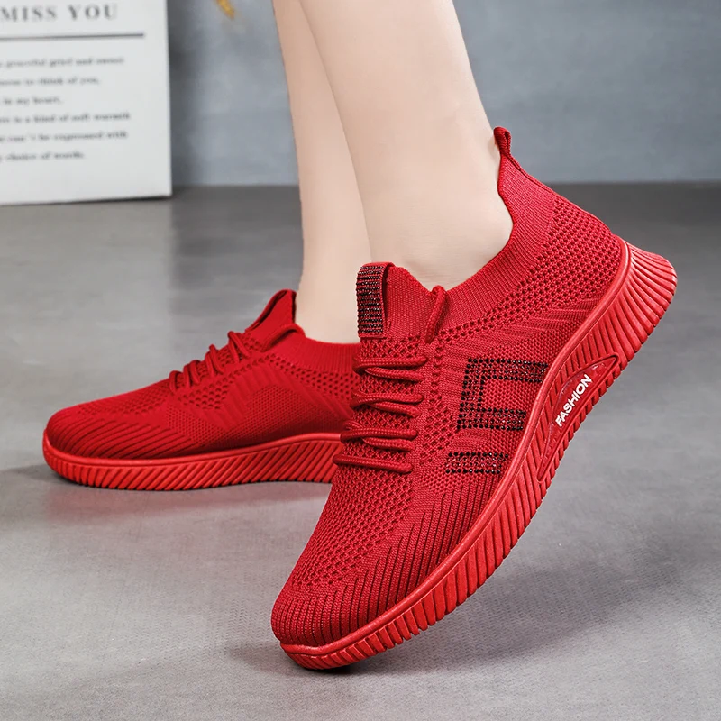 Women Shoes 2023 Breathable Soft Bottom Sneakers Women Lace Up Tennis Shoes Women Light Casual Mesh Shoes Zapatillas De Deporte