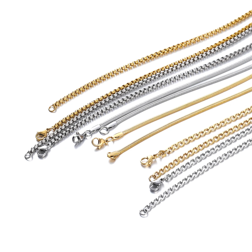 1pcs Stainless Steel Necklace Chains 45cm Men Women Fashion Gold Necklace Chain For DIY Necklace Jewellery Making Accessories