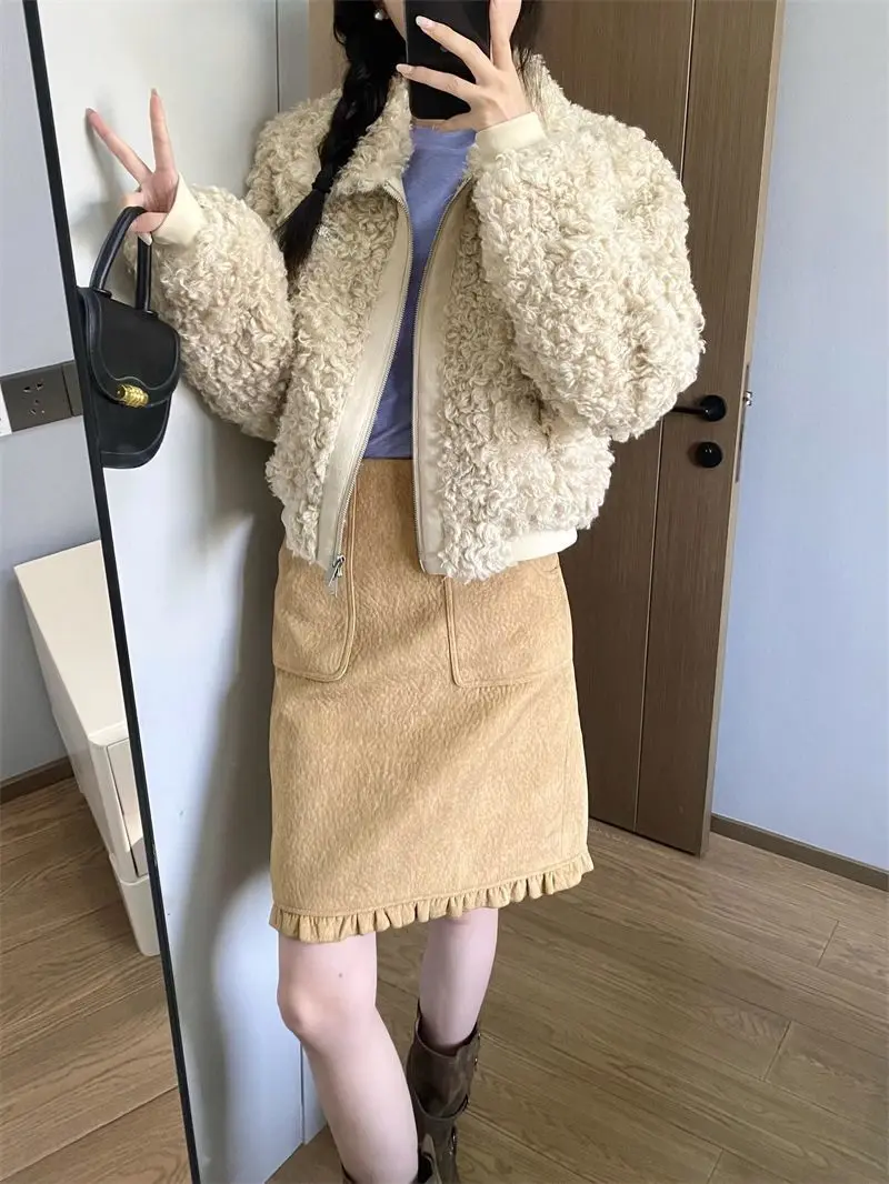 

Женская осенне-зимняя новая модная универсальная юбка миди прямого кроя в корейском стиле, ретро, желтая, выцветшая, средней длины