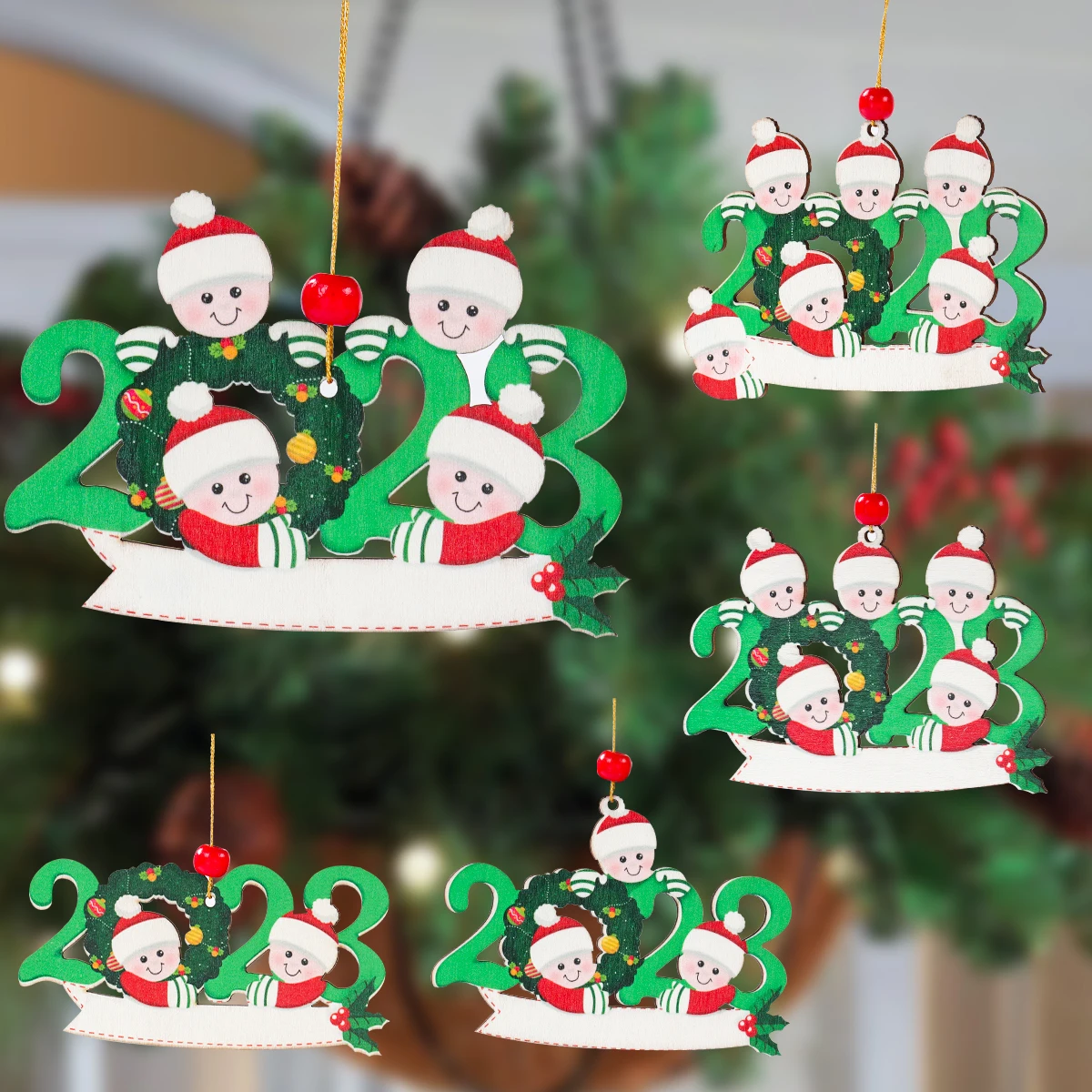 Christmas Tree Wooden Hanging Pendant DIY Personal Family Christmas Decorations For Home 2023 Navidad Ornament New Year 2024