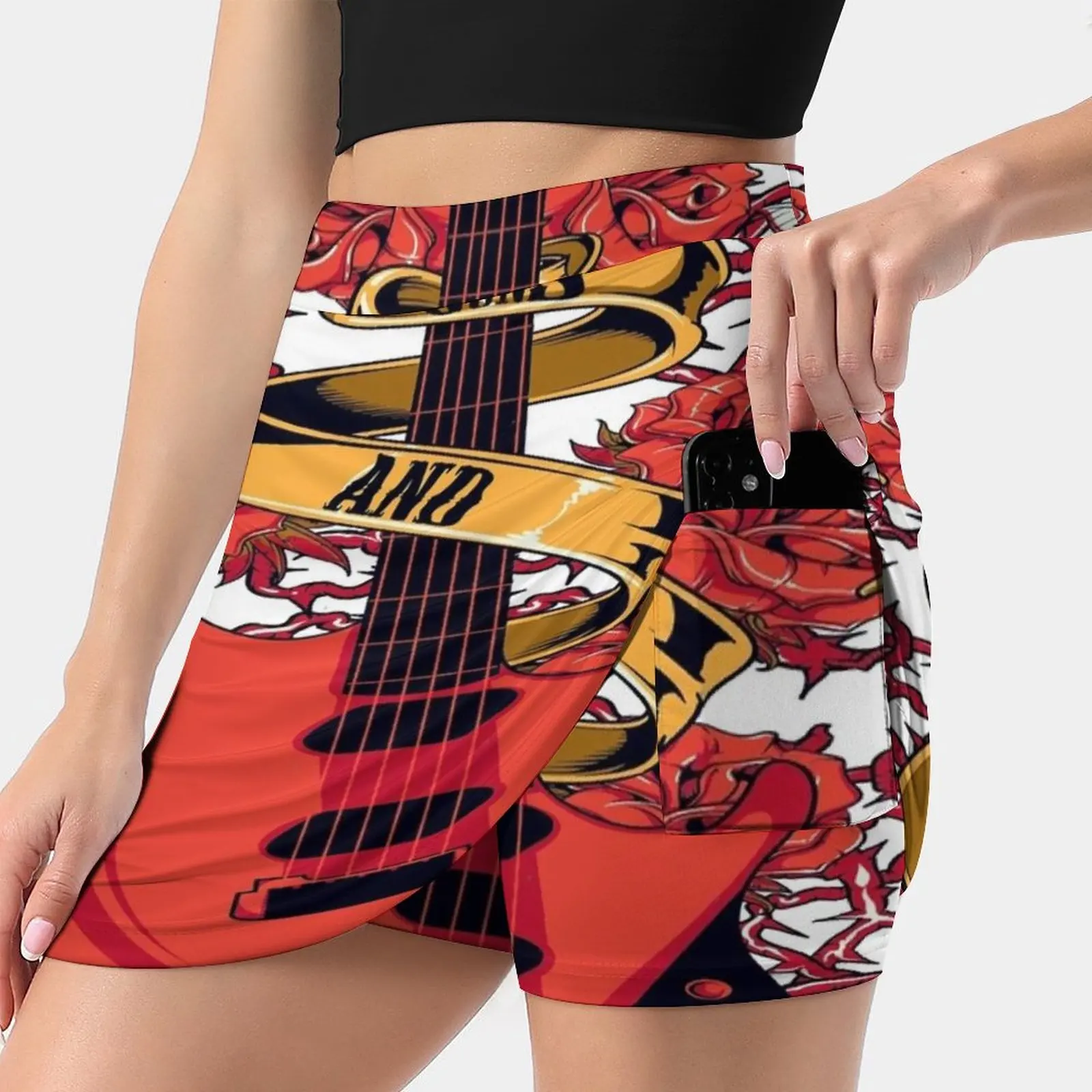 Guns And Roses Skirts Woman Fashion 2022 Pant Skirt Mini Skirts Office Short Skirt Guns And Roses Guitar Guitars Instrument