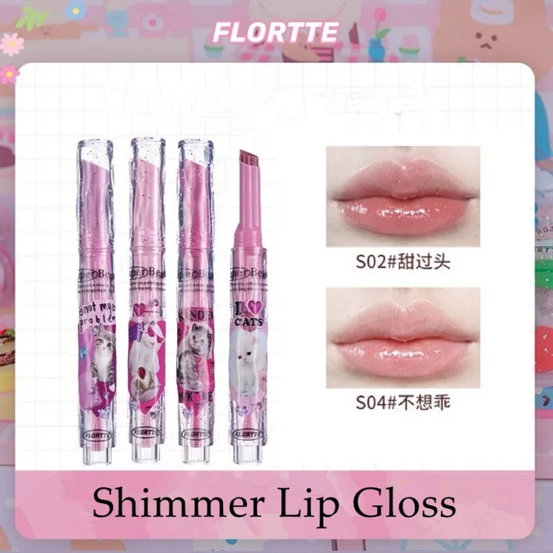 FLORTTE rossetto idratante balsamo per le labbra Shimmer Fine Glitter lucidalabbra idratante labbra carnose applicatore per il trucco