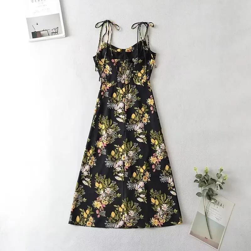 Women's Dresses Summer Sleeveless Tube Top Suspender Floral Skirt Lined Double Fabric Long Skirt And The Length To Ankle Dress