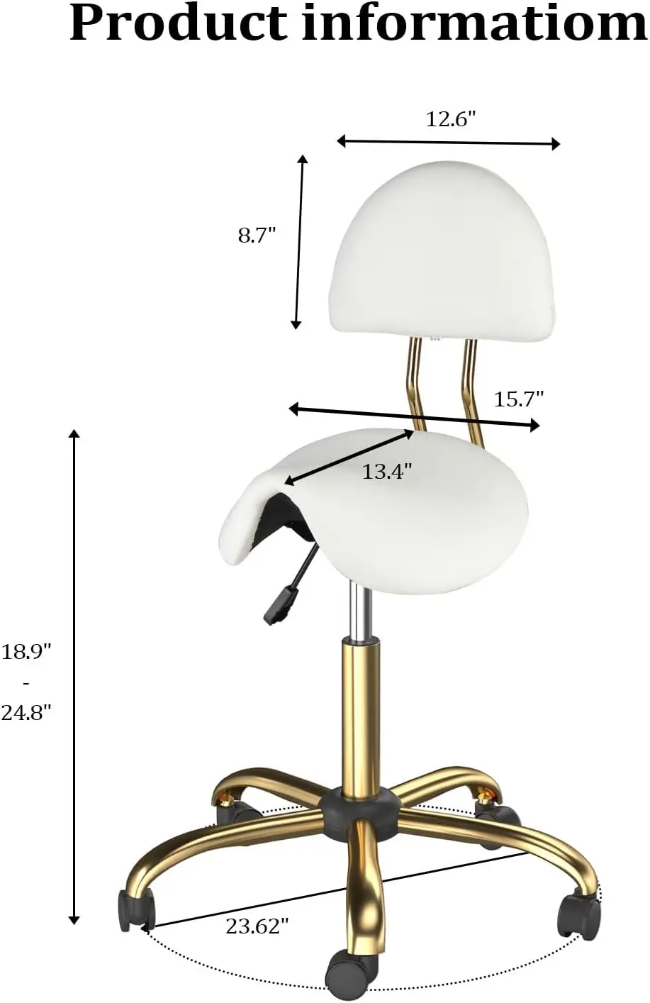 مقعد سرج مريح مع دعم للظهر، كرسي مكتب طويل قابل للتعديل، وسادة سميكة للراحة #3