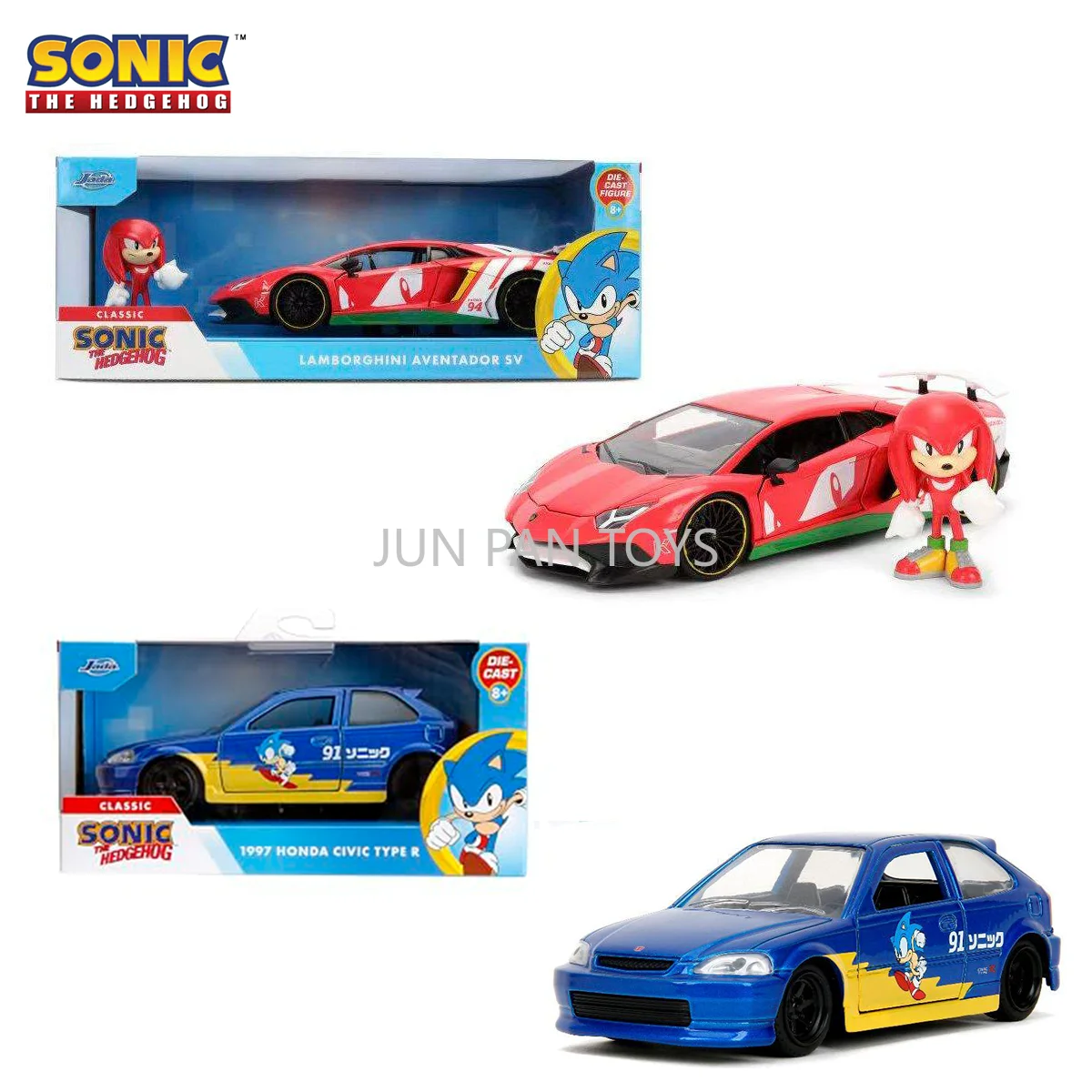Jada Sonic The Hedgehog Original, Modelo de Auto Coleccionable de Lamborghini Veneno a Escala 1:24, Lamborghini Aventador SV, Juguetes