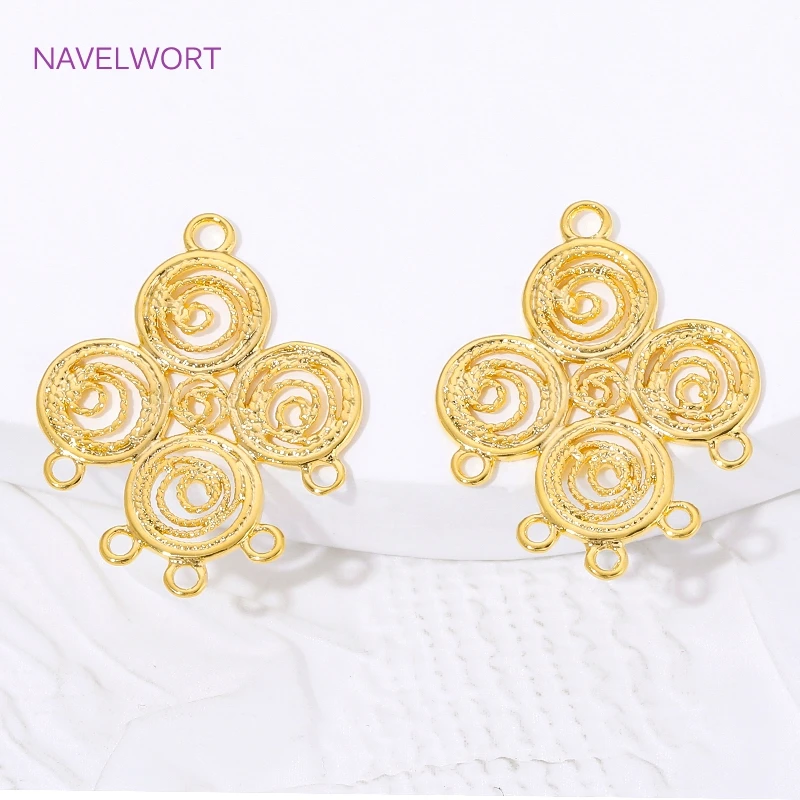 18K Gold Plated Spiral Filigree Connector Charms,Multi-Row Charms Connector For Jewelry Making Accessories,Connector For Beads