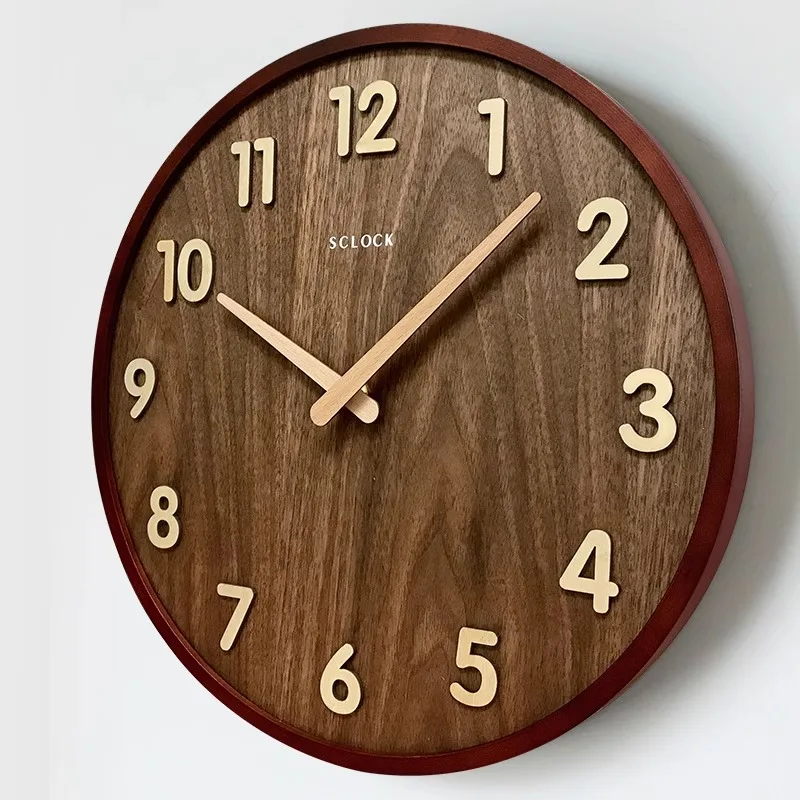 Nuevo reloj de pared de estilo chino, sala de estar silenciosa, reloj de pared decorativo grande de madera simple de estilo japonés, reloj de cuarzo moderno