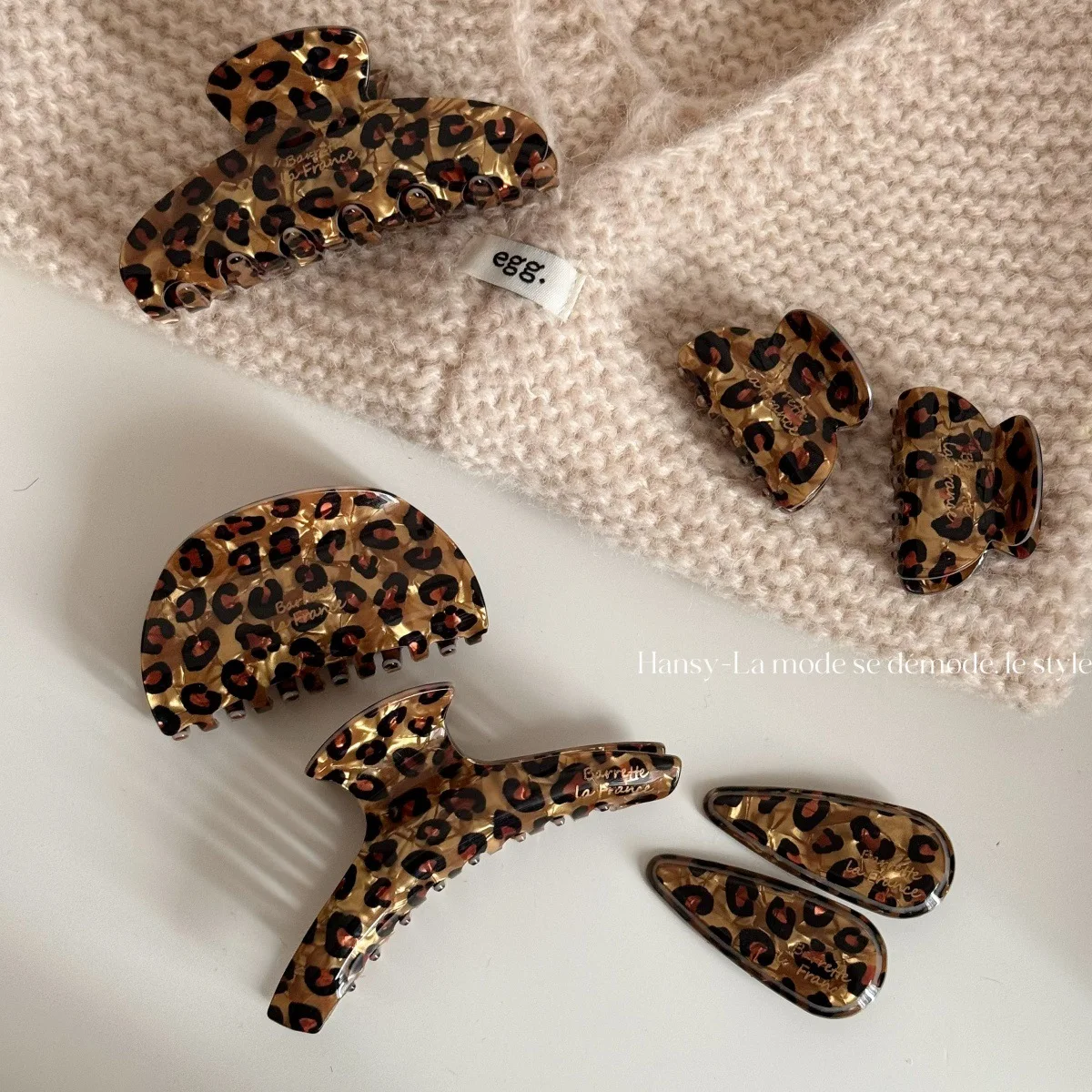 

Leopard-Print Acetate Hair Clip Premium-Feel Women's Half-Up Hair Clip Shark Clip for Half-Up Styles Luxury Hair Accessory