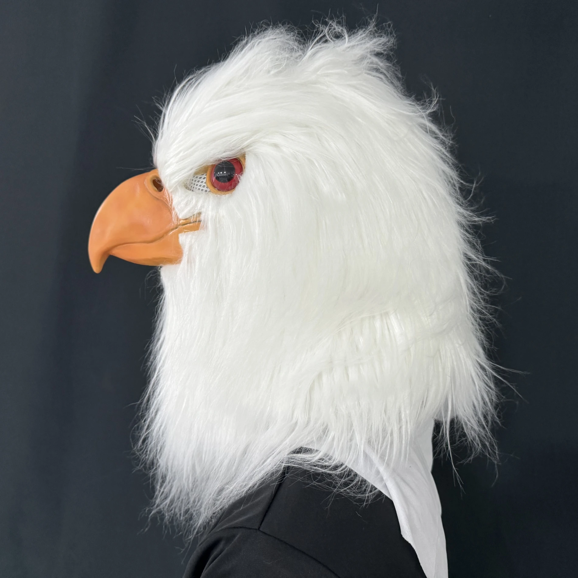 Weiße Adler-Latexmaske – realistische Vogelkopf-Kostümfedern für Erwachsene, Halloween, Party, Cosplay, Tier-Requisite, Maskerade, Karneval – Detail 12