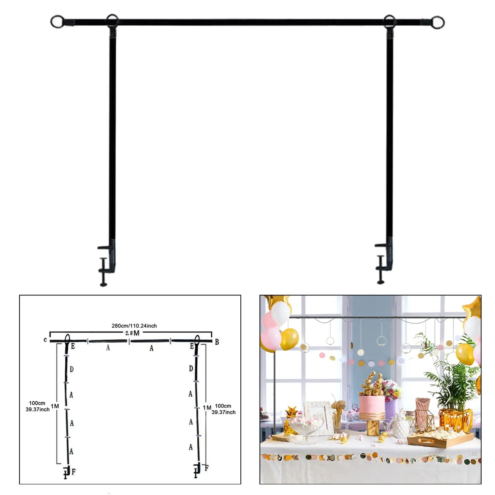 

A Set Over The Table Rod Stand with Clamps Table Top Arch Frame Backdrop Stand for Party Holiday Decoration Anniversary Birthday