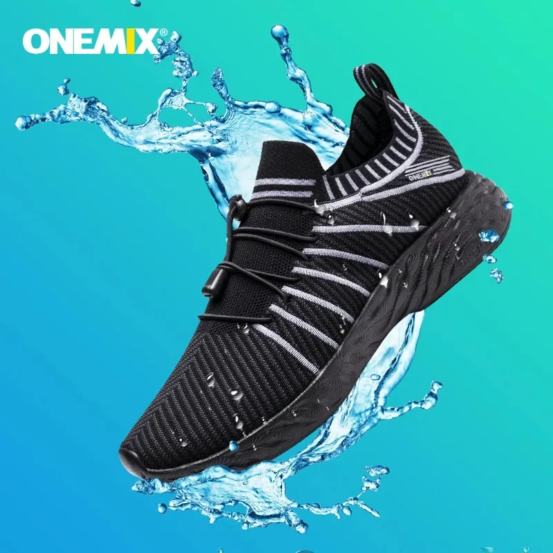 

Водонепроницаемые черные кроссовки ONEMIX для мужчин, дышащие тренировочные кроссовки, мужские уличные противоскользящие летние спортивные кроссовки для треккинга