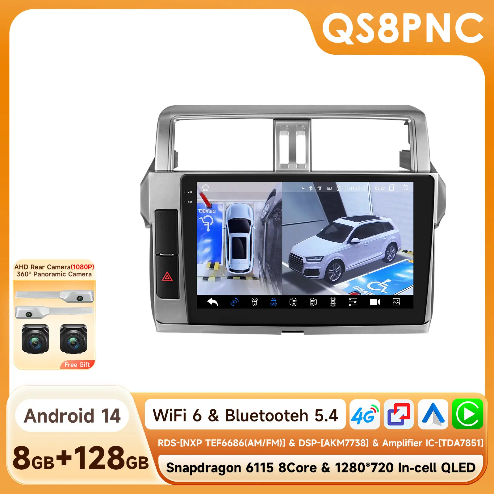 Hizpo AI Voice Autoradio Android Auto Multimedia Voor Toyota Land Cruiser Prado 150 2013-2017 4G Carplay autoradio Geen 2din DVD