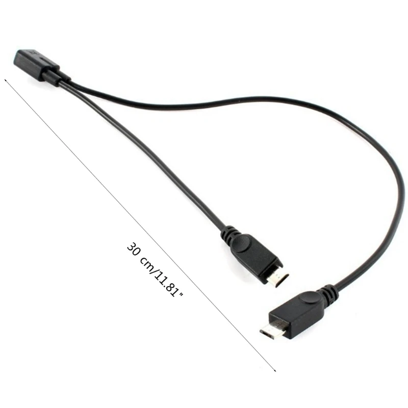 Micro USB Female to Micro USB Male Splitter Cable Data Transfer 30cm Long