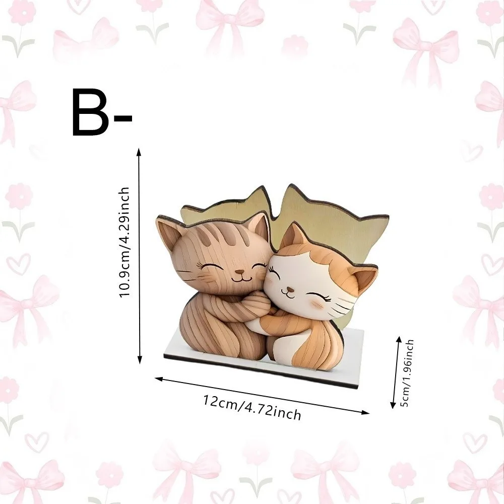 Adorable Cat Shape Wooden Tissue Box Couple Cat Black And White Tabletop Tissue Organizer Tabletop Decor Wooden Tissue Holder