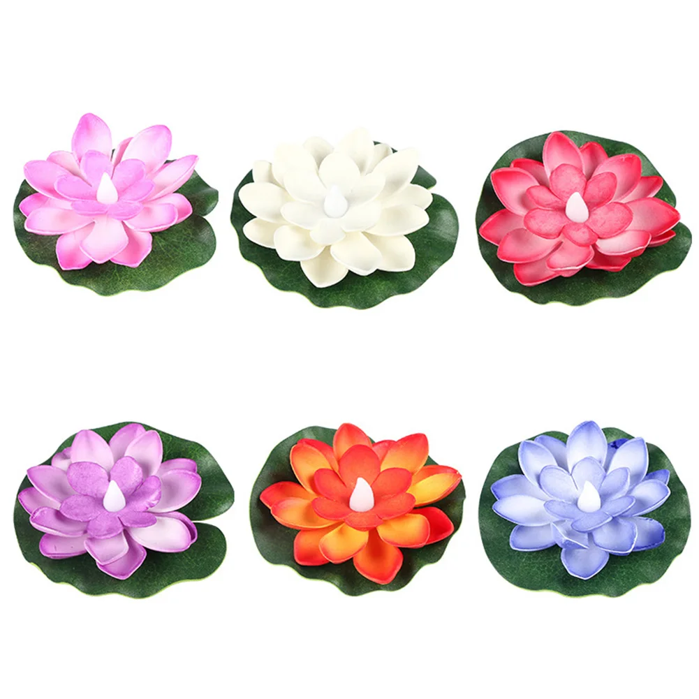 LED Colorful Lotus Lantern Floating Pool Light Electronic LED Lifelike Floating Lamp Funny Lotus Pool Lamp for Pond River Garden