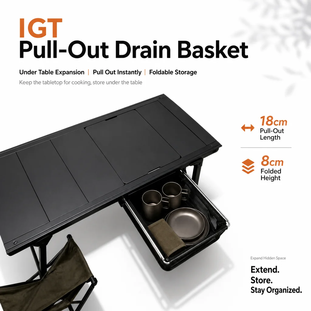 Camping Cooking Basket - Outdoor IGT Pull-out Drain Basket Outdoor