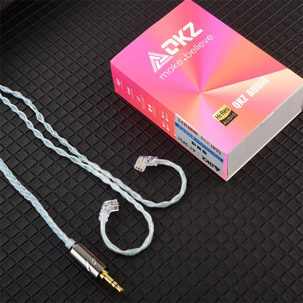 Qkz t1 8 núcleo fone de ouvido atualização cabo tc banhado a prata alta fidelidade 3.5mm mmcx conector de 2 pinos uso para qkz zxn zxt zxd zx2 zax2 zx1 zx3