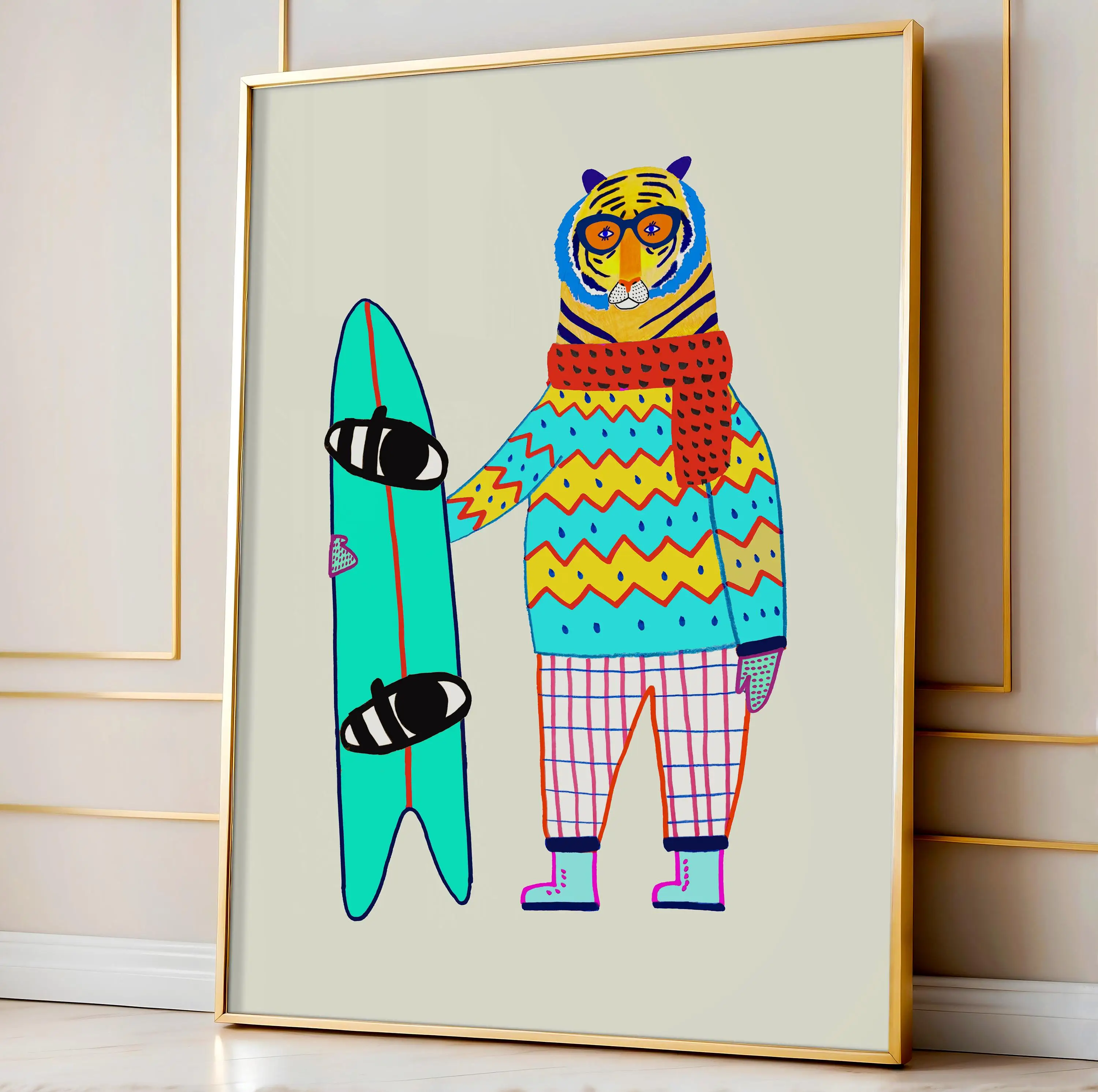 ملصق فني لجدار متزلج الدب ، الكوالا ، التمساح ، البومة ، ركوب الدراجات ، التزلج على الجليد ، الصور ، اللوحة القماشية ، الغرفة ، ديكور المنزل ، هدية #2