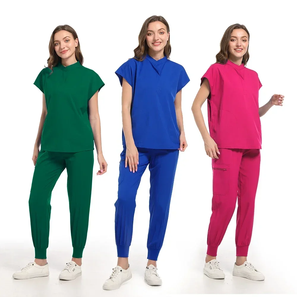 Vrouwen Scrubs Sets Polychroom Medisch Uniform Ziekenhuis Werken Scrub Pakken Verpleegkundige Accessoires Tandheelkundige Chirurgie Pak Lab Werkkleding