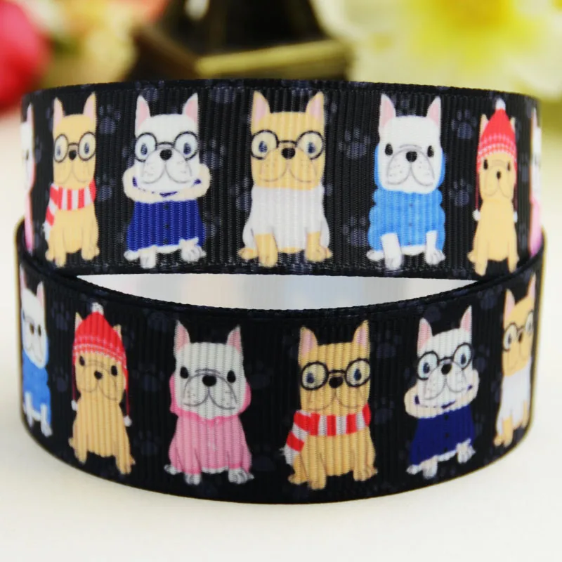 22mm 25mm 38mm 75mm Dogs Cartoon printed Grosgrain Ribbon party decoration 10 Yards satin ribbons