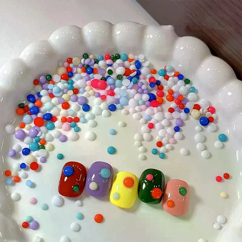 Fashion Colorful Polka Dots Nail Art Summer Dopamine 3D Resin Nail Decorations 100pcs