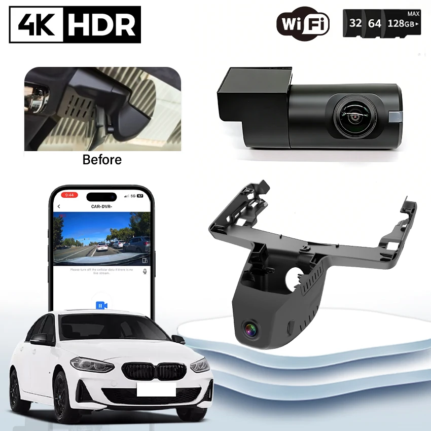 

Plug and play 4K 2160P Dash Cam For BMW 1 Series (F70) 2023 2024 2025 Dashcam, 2160P Night Vision WiFi Car DVR, HD Camera