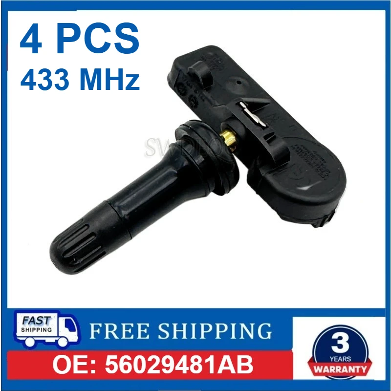 4PCS TPMS Sensor 56029481AB 433MHz Tire Pressure Sensor For Jeep Compass 2007-2017 Patriot 2007-2017 Grand Cherokee 2008-2010