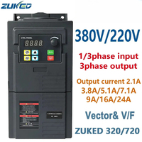 ZUKED VFD 0.75/1.5/2.2KW 3/4KW 5.5KW 7.5kw requency Inverter 1P 3P 220V 380V Output Frequency Converter Variable Frequency Drive