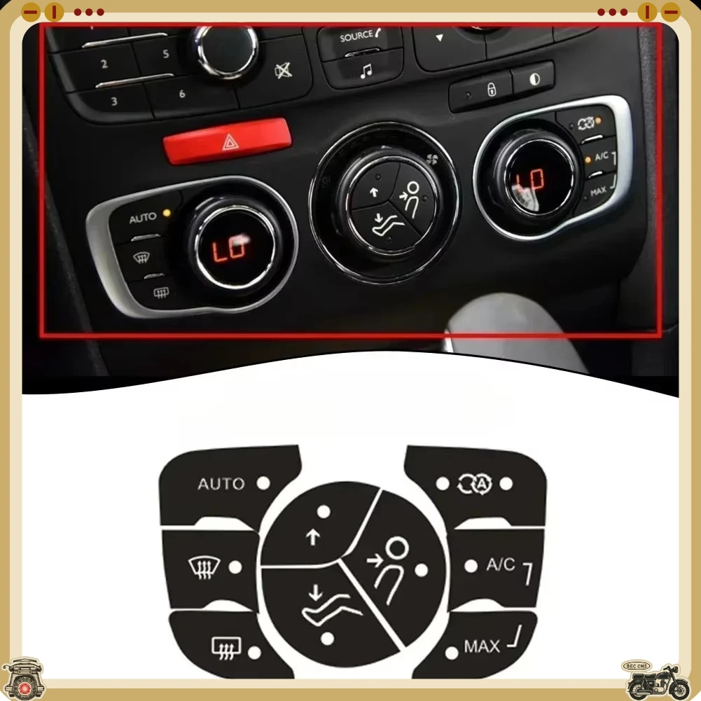 1PCS ForCitroen C4 2014-2018 AC Control Button Worn Repair Kit Decals Stickers High Grade Vinyl Interior Ornaments Glossy Finish