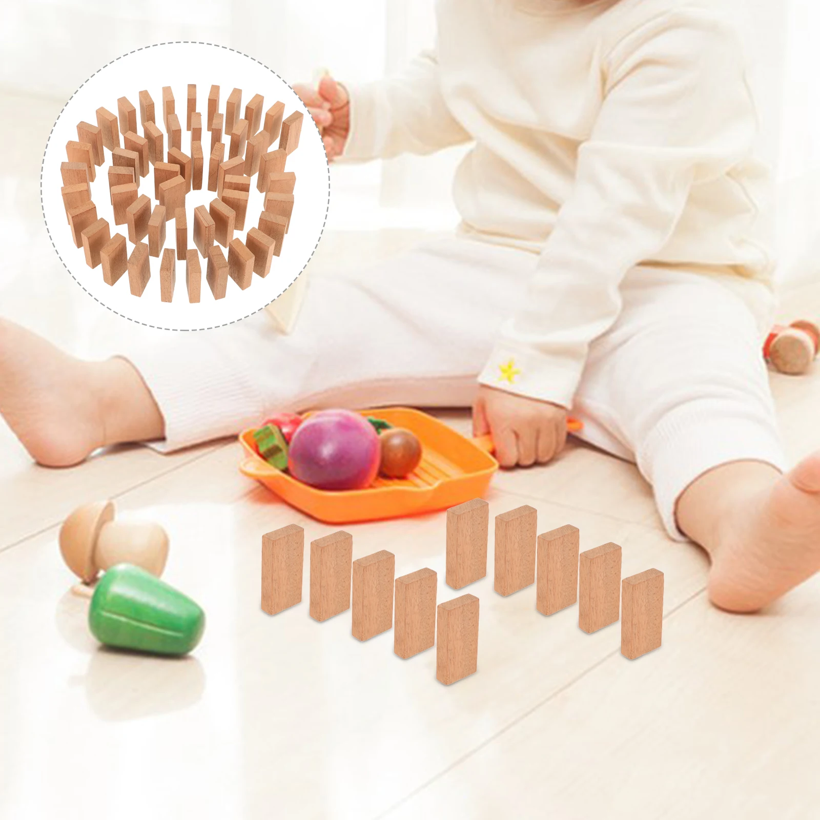 50 Pcs Log Colored Bones Dominos for Game Games Family Night Accessories Mini Holder