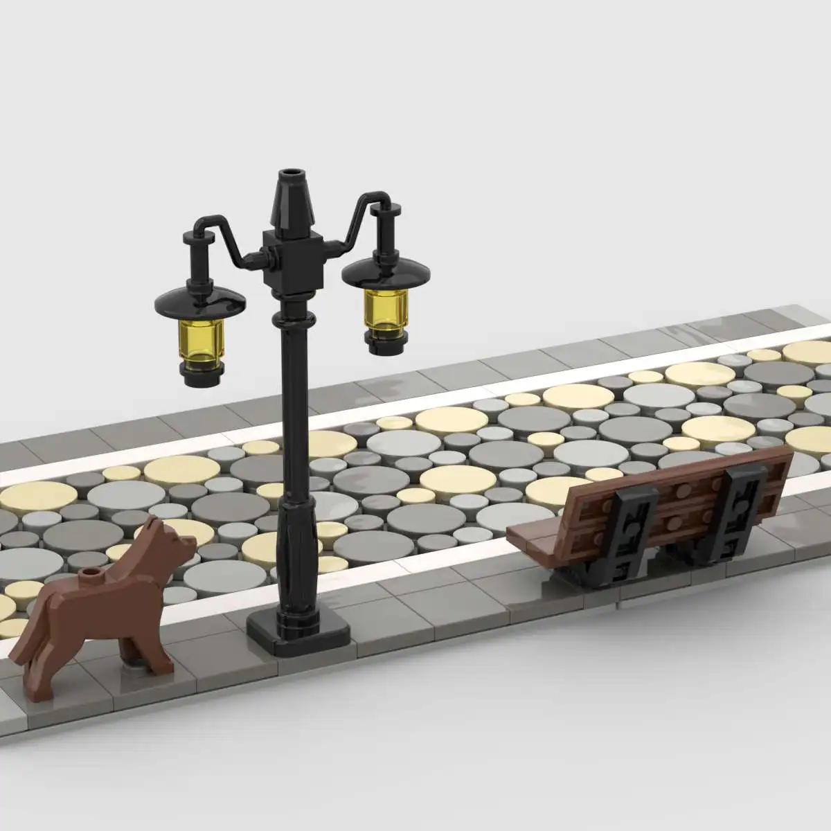MOC Model Urban Road Scenery Street View Industrial Era Road Building Bricks DIY City Classical Landscape Toys for Kids
