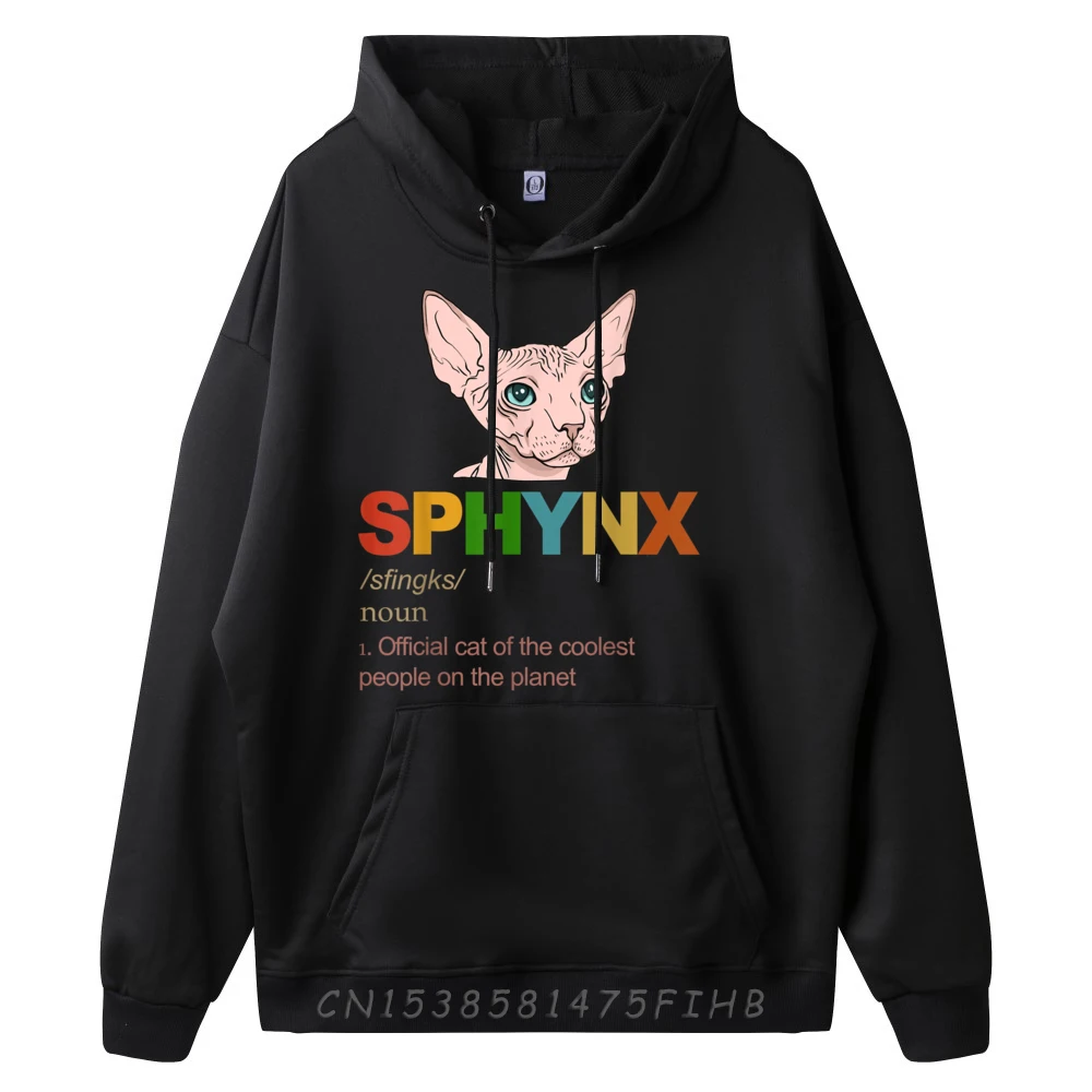 Hairless And Naked Sphynx Cat Denifition Cat Dad Mom Plain Pullover Hoodies Wholesale Male Unisex Christmas Character