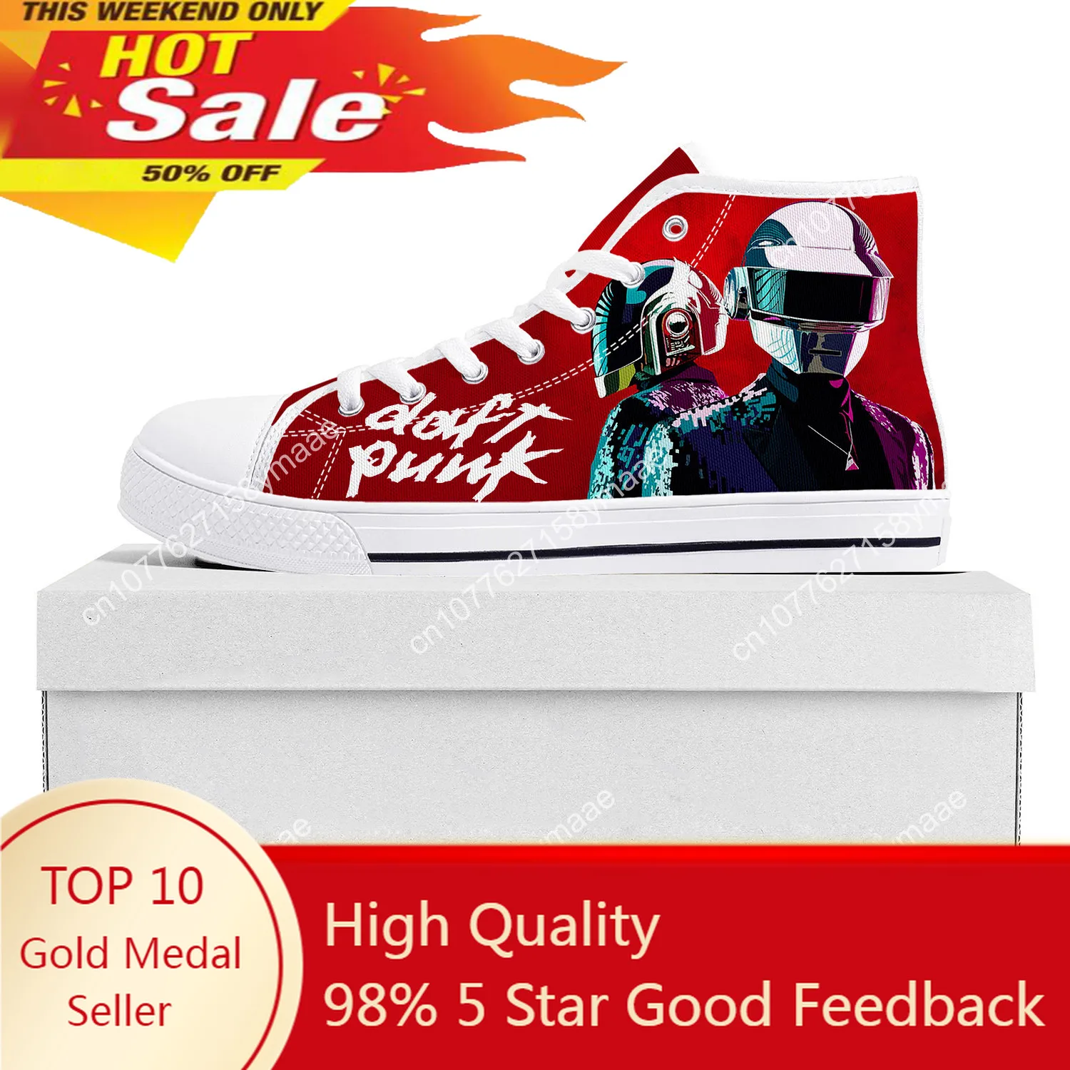 

Daft Punk Band High Top Sneakers Mens Womens Teenager Canvas High Quality Sneaker Casual Custom Made Shoes Customize DIY Shoe