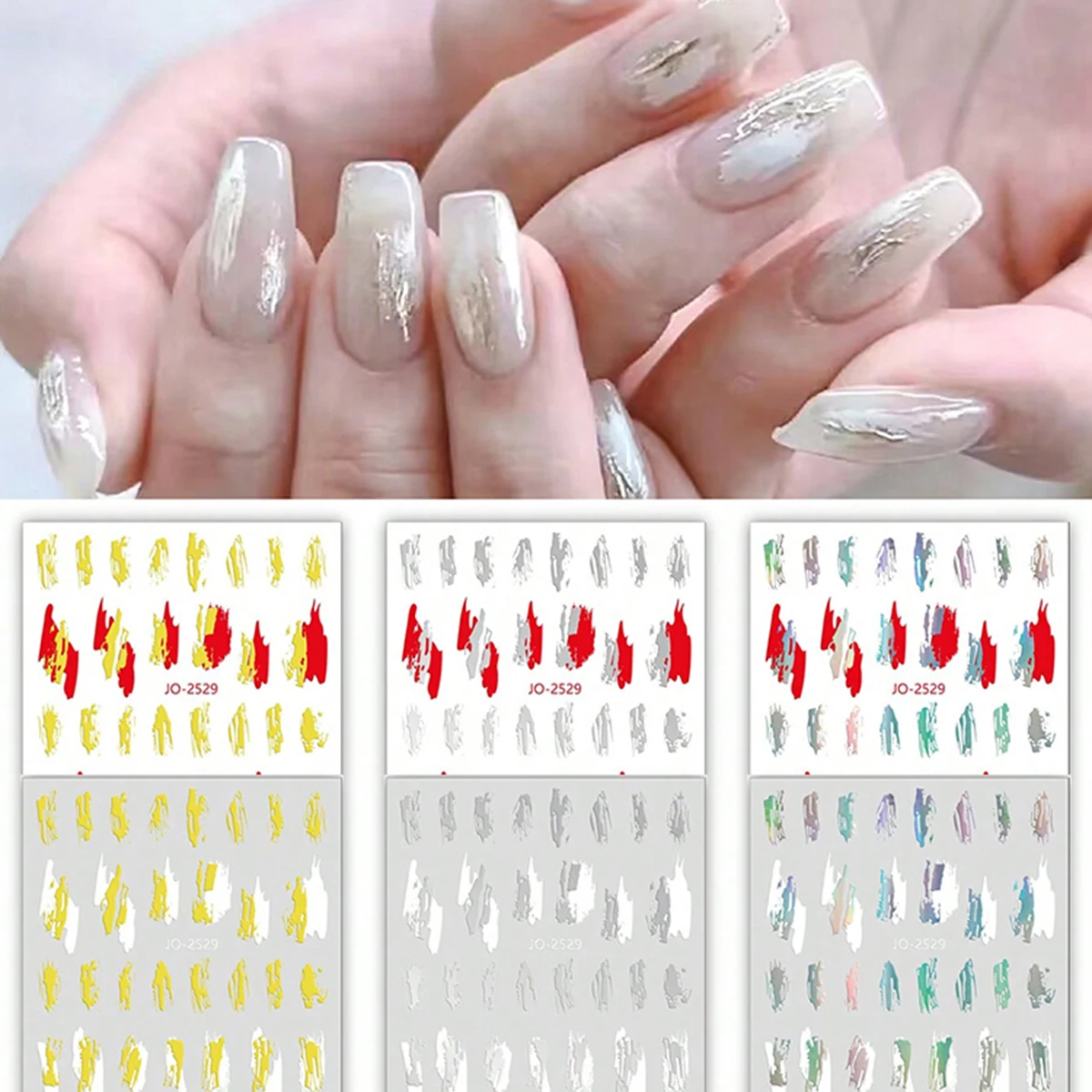 Graffiti Nail Art Aufkleber Spiegel Glanz unregelmäßigen Frühling DIY Design Maniküre Dekorationen Abziehbilder