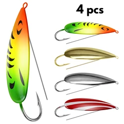 4Pcs Weedless Spoon Fishing Lures for Saltwater Minnow Fishing Spoon Hard Bait for Redfish Bass Tourt Northern Pike 8g/16g/19g