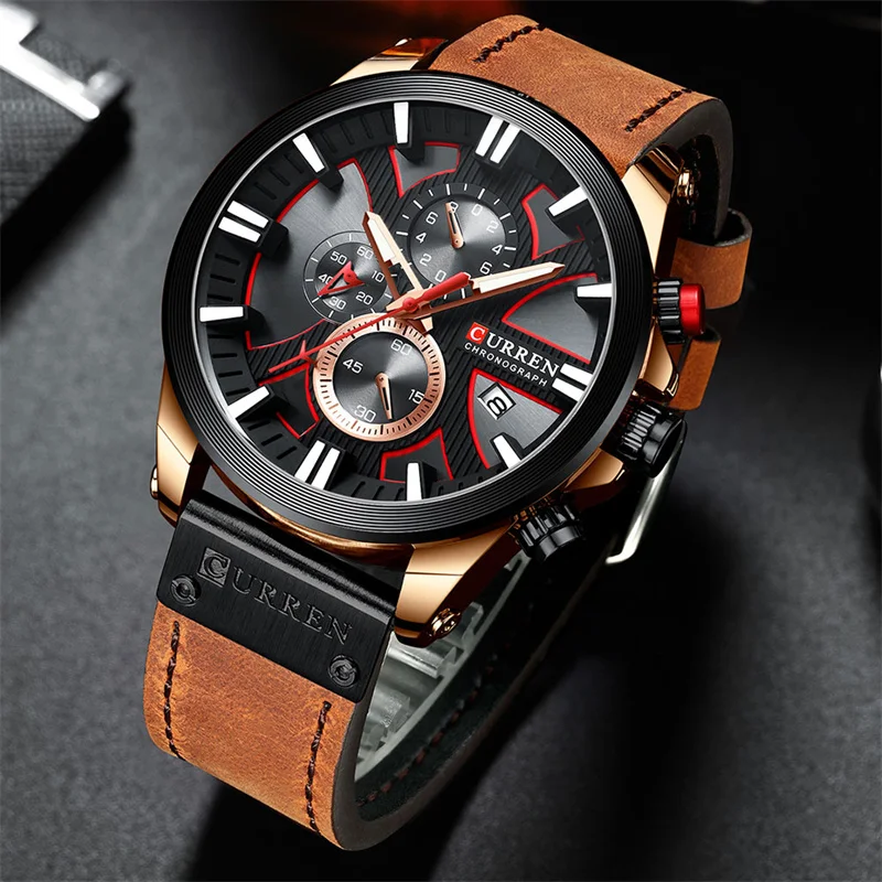 Curren 8346 Men Military Sports Watches Luxury Men\'s Quartz Date Clock Man Casual Leather Wrist Watch Relogio Masculino 2024