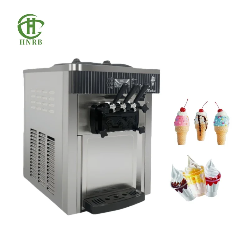 

Commercial 20-28L/H Fully Automatic Vertical Cone Soft Ice Cream Machine Touch Screen Control 1300W Power Three Flavors